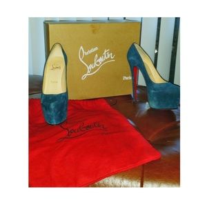 Christian Louboutin suede blue platform stilettos